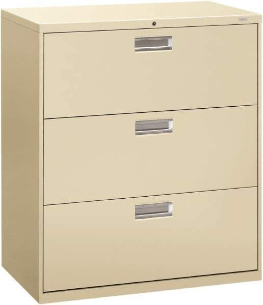 Hon - 36" Wide x 40.88" High x 19-1/4" Deep, 3 Drawer Lateral File - Steel, Putty - Industrial Tool & Supply