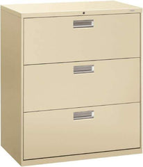 Hon - 36" Wide x 40.88" High x 19-1/4" Deep, 3 Drawer Lateral File - Steel, Putty - Industrial Tool & Supply