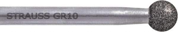 Strauss - 1/4" Head Diam x 1/4" Head Thickness Diamond (Abrasive) Cone Grinding Pin - 1/4" Shank Diam x 3" Shank Length, Medium Grade, (151 Mesh Grit) - Industrial Tool & Supply