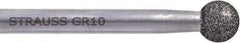 Strauss - 0.315" Head Diam x 0.32" Head Thickness CBN Round Tip Point Grinding Pin - 1/4" Shank Diam x 2.36" Shank Length, Medium Grade, (126 Mesh Grit) - Industrial Tool & Supply