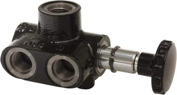Parker - 10 GPM 1/2 Inlet Cast Iron Hydraulic Control Valve - 3/4-16 Thread, 3,000 psi, 2-3/4" Wide x 5.54" Long - Industrial Tool & Supply