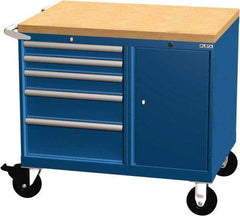 LISTA - 5 Drawer 165 Lb Capacity Steel Tool Roller Cabinet - 39" Wide x 37-1/4" High x 28-1/2" Deep, Roller Bearing Drawer Slides, Light Gray - Industrial Tool & Supply