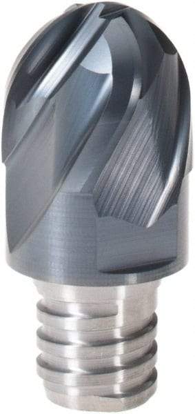 Iscar - MM EB Grade IC908 Carbide Ball Nose Milling Tip Insert - TiAlN Finish, 4 Flutes, 3/4" Cutting Diam, 0.62" Depth of Cut, 1" Extension, 3/8" Cnr Rad, 30° Helix - Industrial Tool & Supply