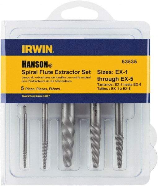 Irwin - Bolt Extractor Sets - MP #1,2,3,4,5 5PC SCREW EXTRACTOR SET - Industrial Tool & Supply