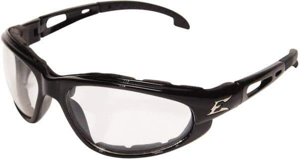 Edge Eyewear - Clear Lenses, Framed Safety Glasses - Anti-Fog, Scratch Resistant, Black Nylon Frame, Size Universal, Wrap Around - Industrial Tool & Supply