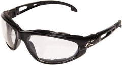 Edge Eyewear - Clear Lenses, Framed Safety Glasses - Anti-Fog, Scratch Resistant, Black Nylon Frame, Size Universal, Wrap Around - Industrial Tool & Supply
