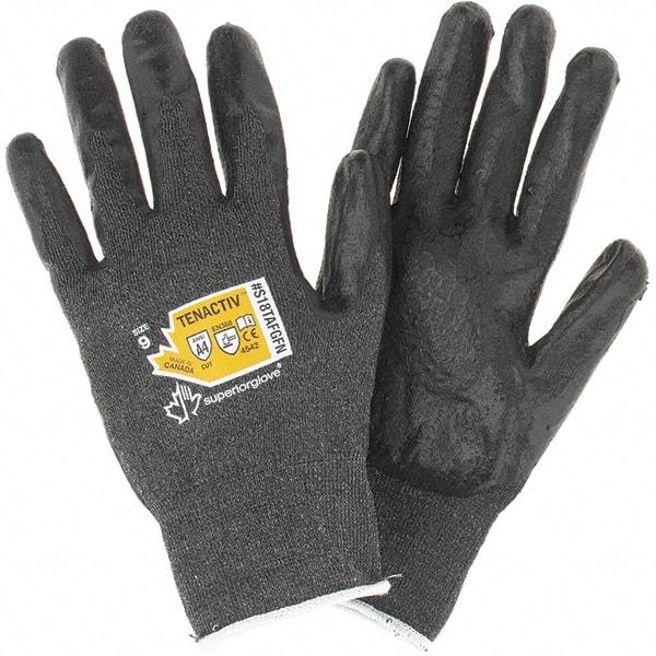Value Collection - Size L, ANSI Cut Lvl A4, Puncture Lvl 4, Abrasion Lvl 4, Cut & Puncture Resistant Gloves - Palm Coated, Black - Industrial Tool & Supply
