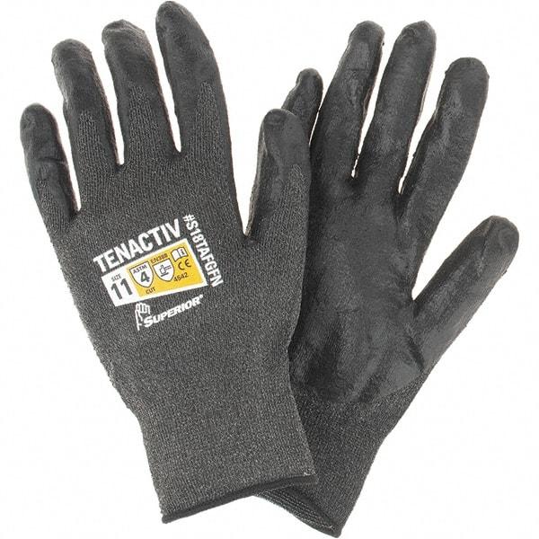 Value Collection - Size 2XL, ANSI Cut Lvl A4, Puncture Lvl 4, Abrasion Lvl 4, Cut & Puncture Resistant Gloves - Palm Coated, Black - Industrial Tool & Supply