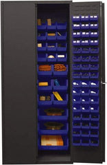 Durham - 138 Bin Storage Cabinet - Steel, 36" Wide x 24" Deep x 84" High, Blue - Industrial Tool & Supply