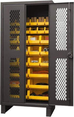 Durham - 30 Bin Storage Cabinet - Steel, 36" Wide x 24" Deep x 78" High, Yellow - Industrial Tool & Supply