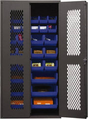 Durham - 30 Bin Storage Cabinet - Steel, 36" Wide x 18" Deep x 72" High, Blue - Industrial Tool & Supply