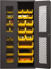 Durham - 30 Bin Storage Cabinet - Steel, 36" Wide x 24" Deep x 72" High, Yellow - Industrial Tool & Supply