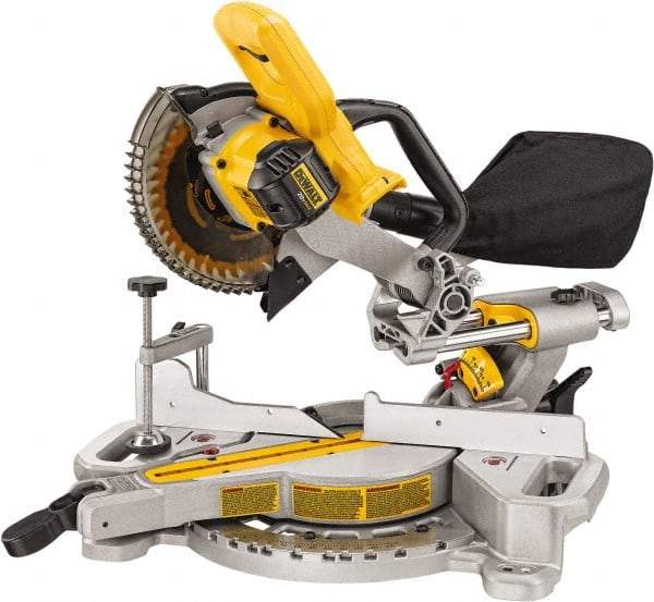 DeWALT - 4 Amp, 20 Volt, 3,750 RPM, 48° Left Single Bevel Sliding Miter Saw - 5/8" Arbor, 7-1/4" Blade Diam - Industrial Tool & Supply