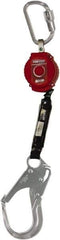 Miller - 6' Long, 400 Lb Capacity, Vectran/Polyester Fall Limiter - Aluminum Locking Rebar Hook Connector, Aluminum Carabiner Connector, Black - Industrial Tool & Supply