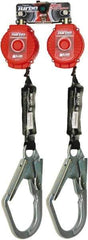 Miller - 6' Long, 400 Lb Capacity, Vectran/Polyester Fall Limiter - Steel Locking Rebar Hook Connector, Twin Turbo D-Ring Connector, Black - Industrial Tool & Supply
