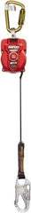 Miller - 9' Long, 400 Lb Capacity, Vectran/Polyester Fall Limiter - Steel Locking Rebar Hook Connector, Steel Carabiner Connector, Black - Industrial Tool & Supply