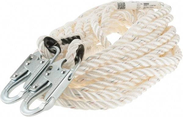 Miller - 50' Long, 310 Lb Capacity, 1 Leg Locking Snap Hook Harness Lanyard - 1-1/2" Diam, Polyester, Locking Snap Hook Anchorage Connection - Industrial Tool & Supply