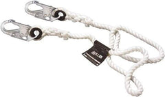 Miller - 4' Long, 310 Lb Capacity, 1 Leg Locking Snap Hook Harness Positioning/Restraint Lanyard - 1-1/2" Diam, Filament Nylon Rope, Locking Snap Hook Anchorage Connection - Industrial Tool & Supply