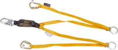 Miller - 6' Long, 310 Lb Capacity, 2 Leg Locking Snap Hook Harness Shock Absorbing Lanyard - 1-1/2" Diam, Polyester Webbing, Locking Snap Hook Anchorage Connection - Industrial Tool & Supply