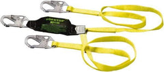 Miller - 6' Long, 310 Lb Capacity, 2 Leg Locking Snap Hook Harness Shock Absorbing Lanyard - 1-1/2" Diam, Polyester Webbing, Locking Snap Hook Anchorage Connection - Industrial Tool & Supply