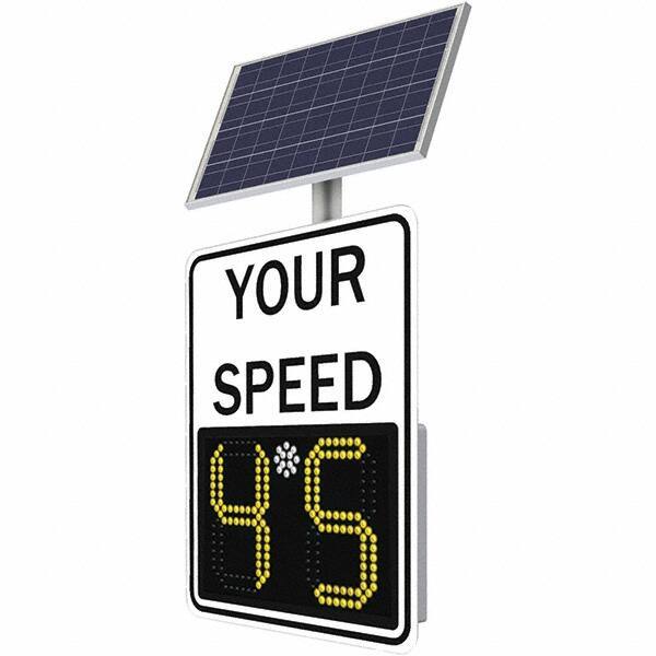 TrafficLogix - "Your Speed", 23" Wide x 29" High, Aluminum Speed Limit Signs - Black on White, High Intensity Reflectivity, Rectangle, Post Mount - Industrial Tool & Supply