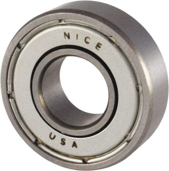 Nice - 3/8" Bore Diam, 29/32" OD, Double Shield Precision Ground Radial Ball Bearing - 5/16" Wide, 1 Row, Round Bore, 300 Lb Static Capacity, 698 Lb Dynamic Capacity - Industrial Tool & Supply