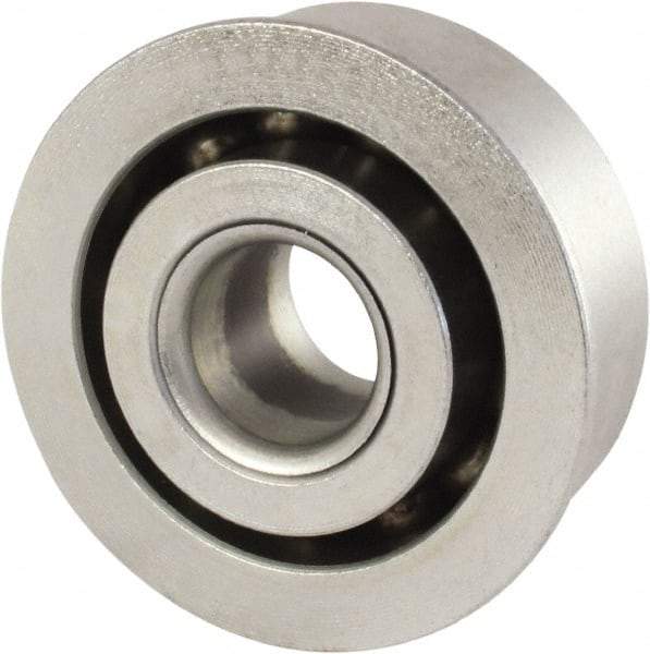 Nice - 1/2" Bore Diam, 1-1/2" OD, Open Unground Full Complement Radial Ball Bearing - 11/16" Wide, With Flange, 1 Row, Round Bore, 1,328 Lb Dynamic Capacity - Industrial Tool & Supply