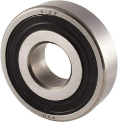 Nice - 3/4" Bore Diam, 2" OD, Double Seal Semi Ground Extra Light Radial Ball Bearing - 9/16" Wide, 1 Row, Round Bore, 1,350 Lb Static Capacity, 1,480 Lb Dynamic Capacity - Industrial Tool & Supply