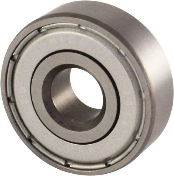 Nice - 5/8" Bore Diam, 1-3/8" OD, Double Shield Semi Ground Extra Light Radial Ball Bearing - 7/16" Wide, 1 Row, Round Bore, 850 Lb Static Capacity, 940 Lb Dynamic Capacity - Industrial Tool & Supply
