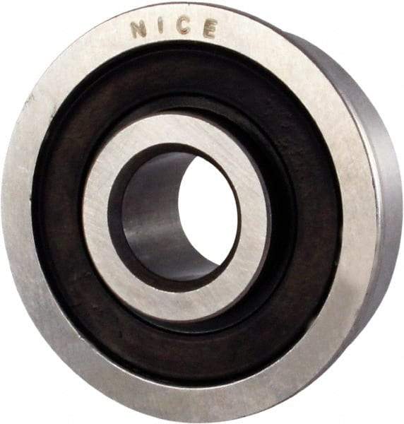 Nice - 3/8" Bore Diam, 7/8" OD, Double Seal Semi Ground Extra Light Radial Ball Bearing - 11/32" Wide, With Flange, 1 Row, Round Bore, 255 Lb Static Capacity, 325 Lb Dynamic Capacity - Industrial Tool & Supply