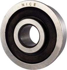 Nice - 3/8" Bore Diam, 7/8" OD, Double Seal Semi Ground Extra Light Radial Ball Bearing - 11/32" Wide, With Flange, 1 Row, Round Bore, 255 Lb Static Capacity, 325 Lb Dynamic Capacity - Industrial Tool & Supply