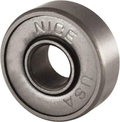 Nice - 3/16" Bore Diam, 11/16" OD, Double Shield Semi Ground Extra Light Radial Ball Bearing - 1/4" Wide, 1 Row, Round Bore, 170 Lb Static Capacity, 255 Lb Dynamic Capacity - Industrial Tool & Supply