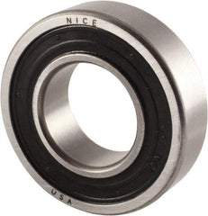 Nice - 1-1/4" Bore Diam, 2-9/16" OD, Double Seal Precision Ground Radial Ball Bearing - 11/16" Wide, 1 Row, Round Bore, 2,620 Lb Static Capacity, 5,360 Lb Dynamic Capacity - Industrial Tool & Supply