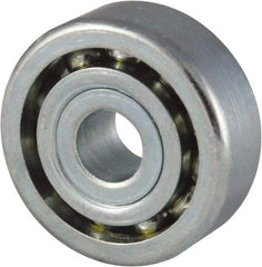 Nice - 1/4" Bore Diam, 7/8" OD, Open Unground Full Complement Radial Ball Bearing - 1/4" Wide, 1 Row, Round Bore, 403 Lb Dynamic Capacity - Industrial Tool & Supply