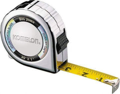 Komelon - 35' x 1" Yellow Steel Blade Tape Measure - 1/16" Graduation, Inch Graduation Style, Chrome Metal Case - Industrial Tool & Supply
