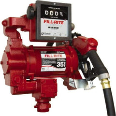 Tuthill - 35 GPM, 1" Hose Diam, Gasoline, Kerosene & Diesel Fuel AC High Flow Tank Pump with Auto Nozzle & 901 Meter - Cast Iron Pump, 1-1/4" Inlet, 1" Outlet, 115/230 Volts, 18' Hose Length, 3/4 hp - Industrial Tool & Supply