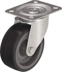Blickle - 4" Diam x 1-37/64" Wide x 4-59/64" OAH Top Plate Mount Swivel Caster - Silicone Rubber, 220 Lb Capacity, Plain Bore Bearing, 3-15/16 x 3-3/8" Plate - Industrial Tool & Supply
