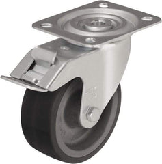 Blickle - 4" Diam x 1-37/64" Wide x 4-59/64" OAH Top Plate Mount Swivel Caster - Silicone Rubber, 220 Lb Capacity, Plain Bore Bearing, 3-15/16 x 3-3/8" Plate - Industrial Tool & Supply