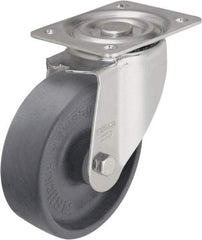 Blickle - 4" Diam x 1-3/16" Wide x 4-59/64" OAH Top Plate Mount Swivel Caster - Heat-Resistant Nylon, 330 Lb Capacity, Plain Bore Bearing, 3-15/16 x 3-3/8" Plate - Industrial Tool & Supply