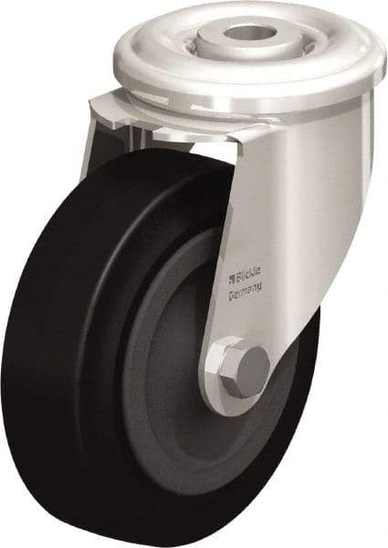 Blickle - 4" Diam x 1-3/16" Wide x 4-59/64" OAH Hollow Kingpin Mount Swivel Caster - Heat-Resistant Solid Rubber, 220 Lb Capacity, Plain Bore Bearing, Hollow Kingpin Stem - Industrial Tool & Supply