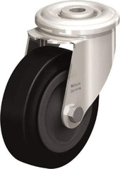 Blickle - 4" Diam x 1-3/16" Wide x 4-59/64" OAH Hollow Kingpin Mount Swivel Caster - Heat-Resistant Solid Rubber, 220 Lb Capacity, Plain Bore Bearing, Hollow Kingpin Stem - Industrial Tool & Supply