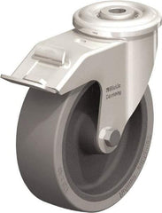 Blickle - 5" Diam x 1-9/16" Wide x 5-7/8" OAH Hollow Kingpin Mount Swivel Caster with Brake - Heat-Resistant Silicone Rubber, 264 Lb Capacity, Plain Bore Bearing, Hollow Kingpin Stem - Industrial Tool & Supply