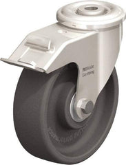 Blickle - 5" Diam x 1-9/16" Wide x 5-7/8" OAH Hollow Kingpin Mount Swivel Caster with Brake - Heat-Resistant Nylon, 330 Lb Capacity, Ball Bearing, Hollow Kingpin Stem - Industrial Tool & Supply