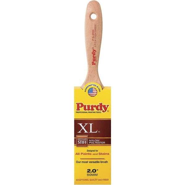 Purdy - 2" Flat Synthetic Trim Brush - 2-11/16" Bristle Length, 2-11/16" Wood Beavertail Handle - Industrial Tool & Supply