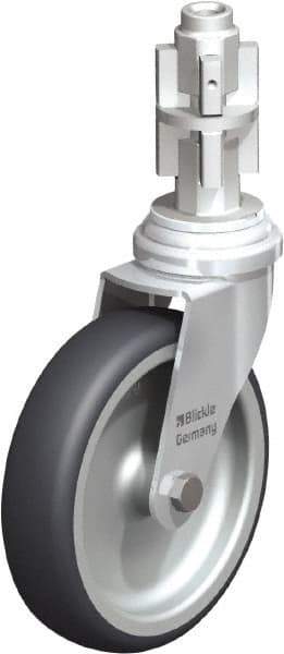 Blickle - 4" Diam x 63/64" Wide x 4-7/8" OAH Metal Expander Mount Swivel Caster - Rubber Elastomer (TPE), 154 Lb Capacity, Plain Bore Bearing, Metal Expander Stem - Industrial Tool & Supply