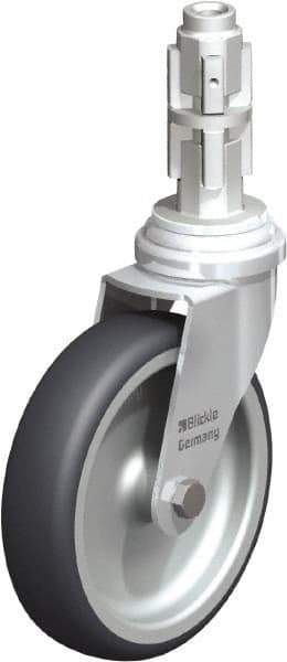 Blickle - 4" Diam x 63/64" Wide x 4-7/8" OAH Metal Expander Mount Swivel Caster - Rubber Elastomer (TPE), 154 Lb Capacity, Plain Bore Bearing, Metal Expander Stem - Industrial Tool & Supply