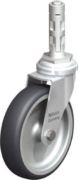 Blickle - 4" Diam x 63/64" Wide x 4-7/8" OAH Metal Expander Mount Swivel Caster - Rubber Elastomer (TPE), 154 Lb Capacity, Plain Bore Bearing, Metal Expander Stem - Industrial Tool & Supply