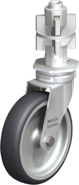 Blickle - 4" Diam x 63/64" Wide x 4-7/8" OAH Metal Expander Mount Swivel Caster - Rubber Elastomer (TPE), 154 Lb Capacity, Plain Bore Bearing, Metal Expander Stem - Industrial Tool & Supply