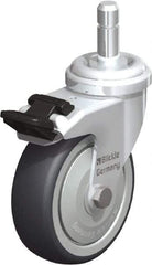 Blickle - 3" Diam x 63/64" Wide x 3-55/64" OAH Stem Mount Swivel Caster with Brake - Rubber Elastomer (TPE), 165 Lb Capacity, Ball Bearing, Friction Stem - Industrial Tool & Supply
