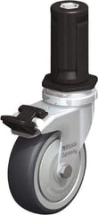 Blickle - 3" Diam x 63/64" Wide x 4" OAH Stem Mount Swivel Caster with Brake - Rubber Elastomer (TPE), 165 Lb Capacity, Ball Bearing, Round Stem - Industrial Tool & Supply